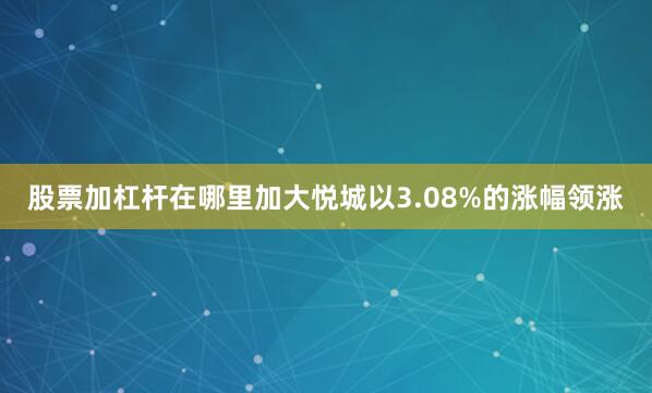 股票加杠杆在哪里加大悦城以3.08%的涨幅领涨